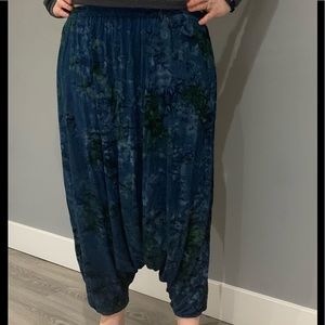 NWOT Blue and Green Boho Style Baggy Pants